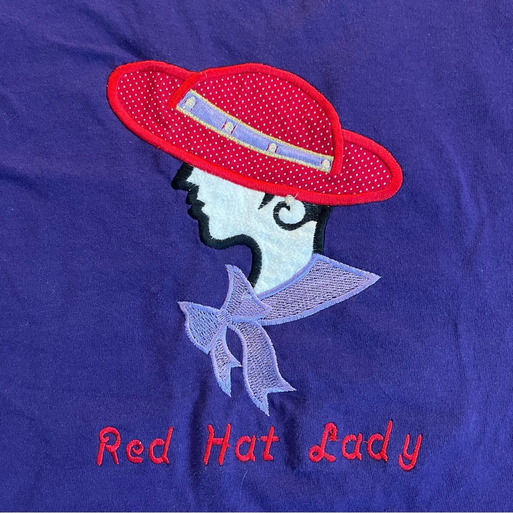 Red Hat Society size Small embroidered T-Shirt